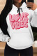 Casual Letter Print Draw String Pocket Contrast Hooded Tops