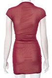 Casual Solid Color Patchwork Ruched O Neck Dresses
