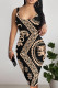 Sexy Plaid Floral Print Contrast U Neck Printed Dresses