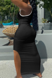 Sexy Solid Patchwork U Neck Pencil Skirt Dresses