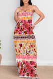 Sexy Geometric Print Contrast V Neck Printed Dresses
