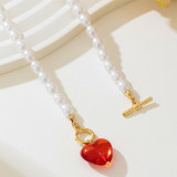 Daily Heart Shaped Pearls Decor Necklaces