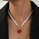 Daily Heart Shaped Pearls Decor Necklaces