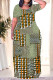 Casual Plaid Flowers Ombre Print Pocket Contrast O Neck Printed Plus Size Dresses