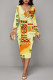 Casual Floral Print Ruched Contrast V Neck Printed Dresses