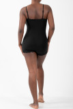 Sportswear Solid Color Lace Patchwork Spaghetti Strap Skinny Rompers