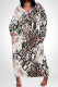 Casual Geometric Print Snakeskin Print Pocket Contrast V Neck Printed Plus Size Dresses