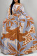 Elegant Floral Print Pocket With Belt Contrast O Neck Printed Dresses