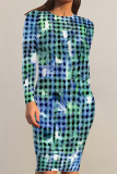 Casual Floral Print Tie Dye Contrast O Neck Printed Dresses