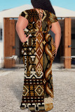 Sexy Snakeskin Print Leopard With Belt Contrast V Neck Printed Plus Size Dresses