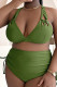 Sexy Solid Color Hollow Out Draw String Spaghetti Strap Plus Size Swimwear
