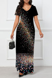 Casual Floral Print Stripe Pocket Contrast V Neck Printed Dresses