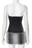 Sexy Solid Color Patchwork Strapless Wrapped Skirt Dresses