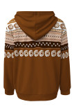 Casual Geometric Print Draw String Pocket Hooded Tops