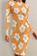 Elegant Flowers Print Contrast O Neck Printed Dresses