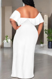 Sexy Solid Color Ruffle Off Shoulder Long Dresses