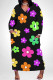Casual Flowers Love Print Pocket Contrast V Neck Printed Plus Size Dresses