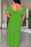 Sexy Solid Color Ruffle Off Shoulder Long Dresses