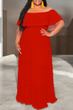 Sexy Solid Color Ruffle Off Shoulder Long Dresses