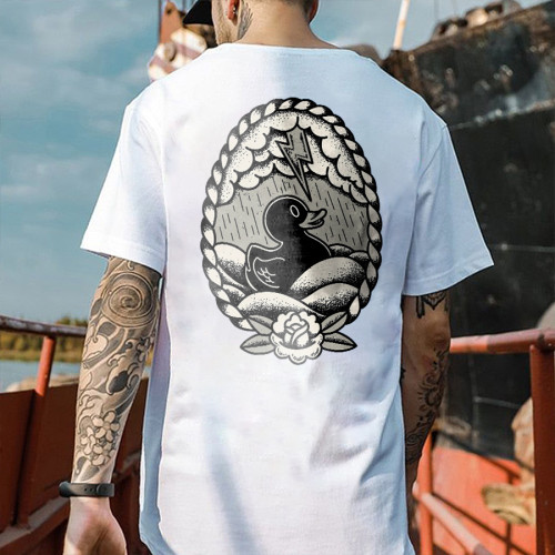 THUNDERSTORM FLASHING DUCK PRINTED MEN'S T-SHIRT