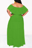 Sexy Solid Color Ruffle Off Shoulder Long Dresses