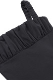 Sexy Solid Fold Square Collar Waist Skirt Dresses