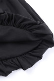 Sexy Solid Fold Square Collar Waist Skirt Dresses