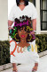 Street Cartoon Print portrait Pocket Contrast V Neck Printed Plus Size Dresses