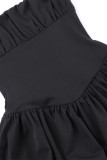 Sexy Solid Fold Square Collar Waist Skirt Dresses