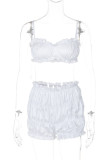 Sexy Casual Solid Color Backless Spaghetti Strap Sleeveless Two Pieces (Without Waist Chain)