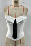 Sexy Patchwork Strapless Tops