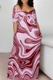 Sexy Geometric Print Contrast V Neck Printed Dresses