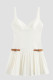 Sexy Patchwork With Belt Pleated Spaghetti Strap Sling Dresses