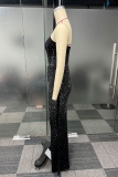 Sexy Solid Color Patchwork Hot Drill Strapless Strapless Dresses