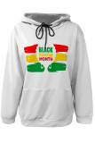 Casual Letter Print Draw String Pocket Hooded Tops