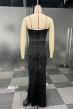 Sexy Solid Color Patchwork Hot Drill Strapless Strapless Dresses
