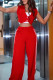 Casual Solid Color Buttons Patchwork V Neck Sleeveless Two Pieces