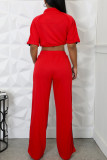 Casual Draw String Zipper Contrast Zipper Collar Short Sleeve Two Pieces
