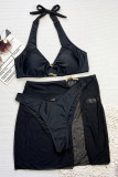 Sexy Solid Color Backless 3 Piece Sets