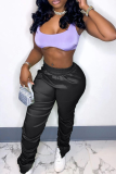 Sexy Solid Patchwork Skinny Mid Waist Pencil Solid Color Bottoms