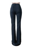 Casual Print Patchwork Mid Waist Regular Denim Jeans