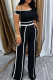 Casual Patchwork Contrast Oblique Collar Short Sleeve Two Pieces