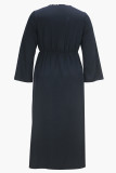 Casual Print Patchwork Slit V Neck Long Plus Size Dresses