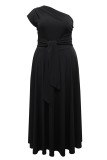 Casual Solid Color Slit Oblique Collar Long Dresses