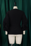Casual Solid Color Patchwork Strap Design V Neck Tops