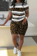 Casual Print Patchwork O Neck Short Sleeve Two Pieces