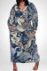 Elegant Floral Print Pocket Contrast V Neck Printed Plus Size Dresses
