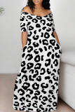 Sexy Leopard Contrast V Neck Printed Dresses