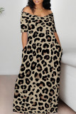 Sexy Leopard Contrast V Neck Printed Dresses
