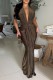 Sexy Formal Solid Color Patchwork Deep V Neck Long Dresses